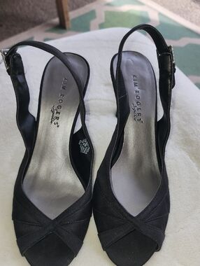 Kim Rogers Black Peep-Toe Slingback Heels